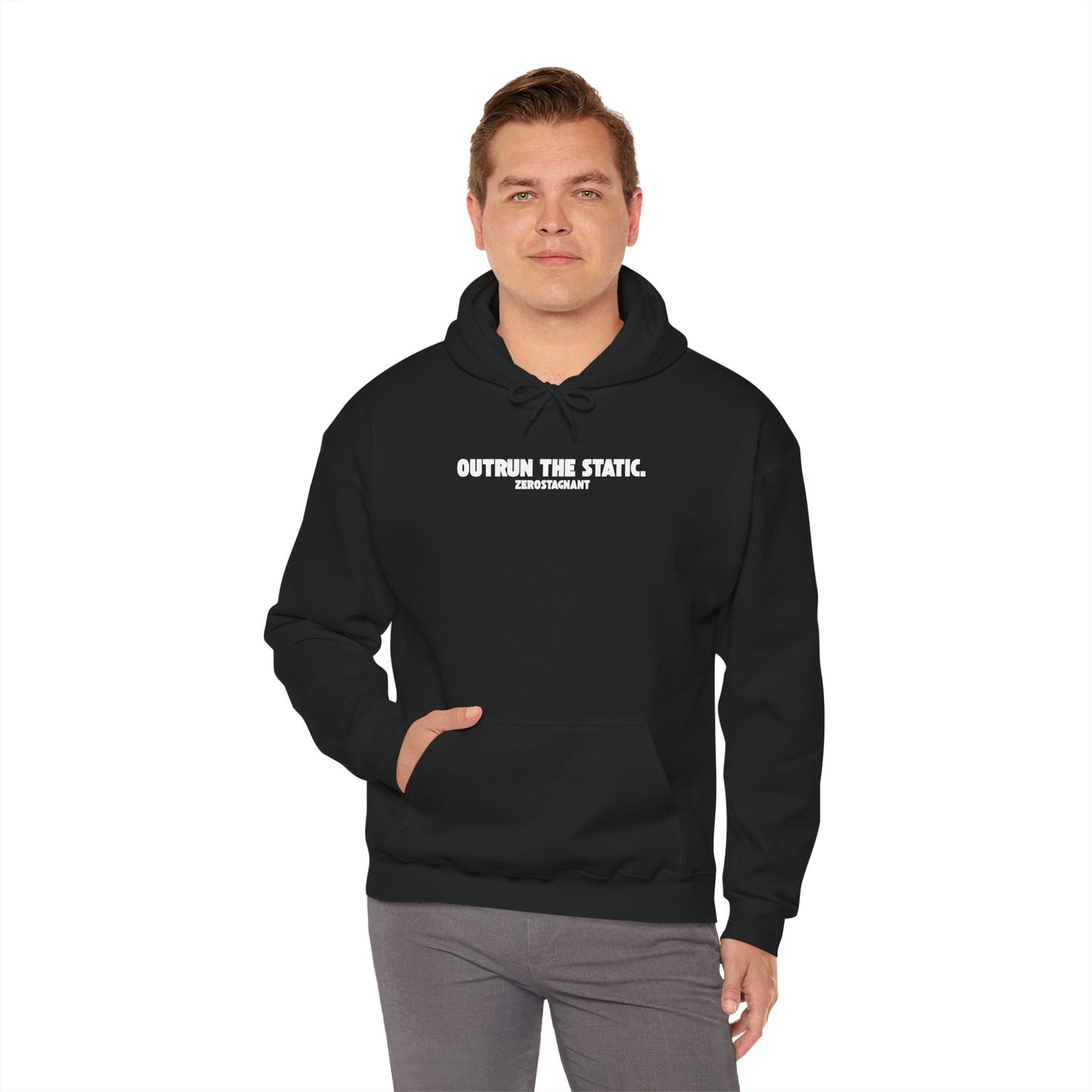Outrun The Static, Hoodie — Unisex Heavy Blend™ Hooded Sweatshirt — Motivational Fitness Hoodie