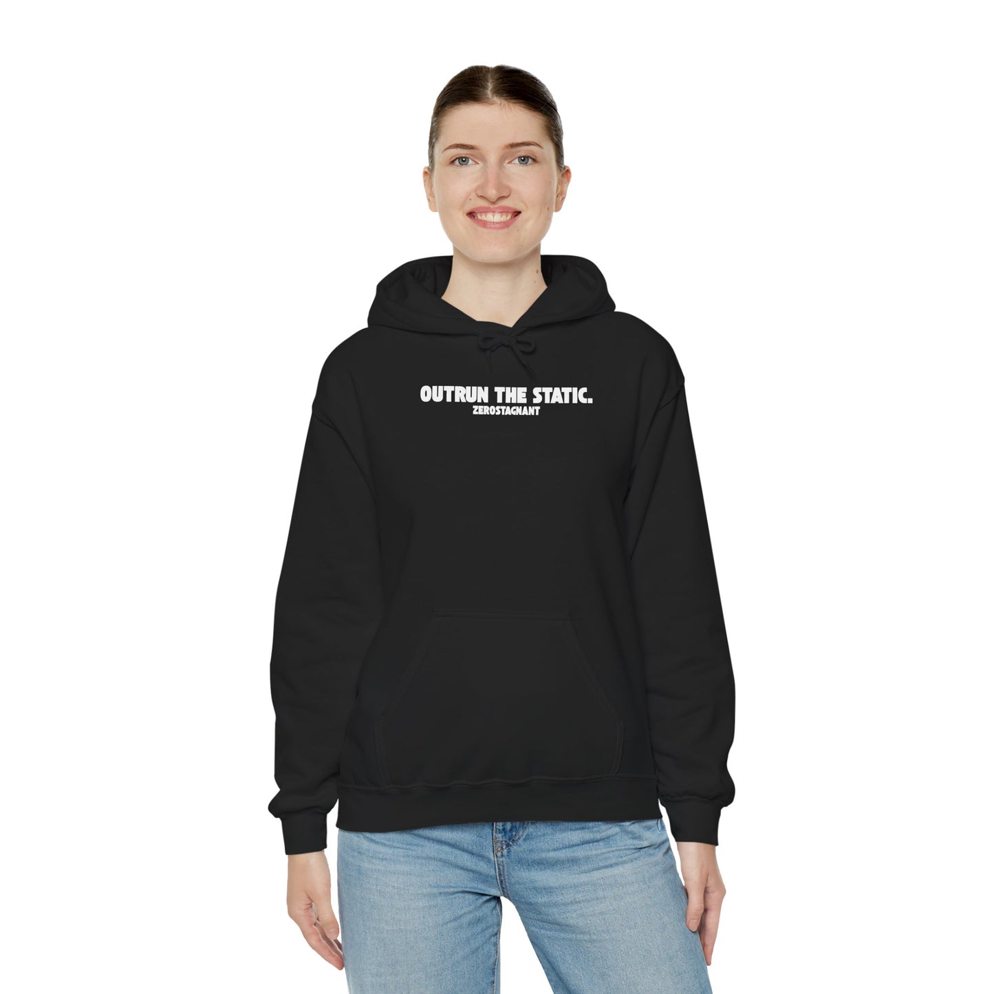 Outrun The Static, Hoodie — Unisex Heavy Blend™ Hooded Sweatshirt — Motivational Fitness Hoodie