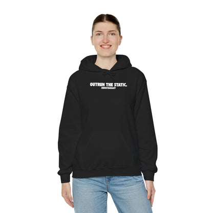 Outrun The Static, Hoodie — Unisex Heavy Blend™ Hooded Sweatshirt — Motivational Fitness Hoodie