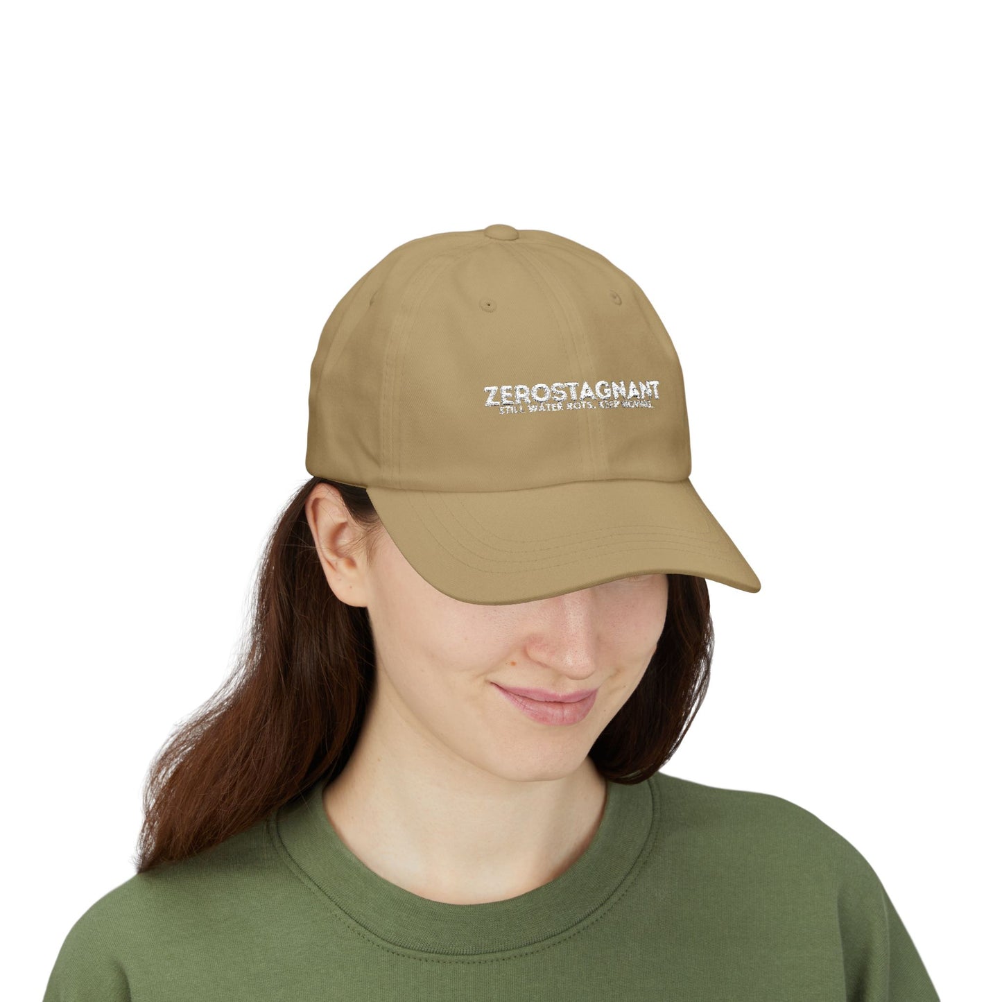 Dad Cap — Embroidered "Zerostagnant: Still Water Roots. Keep Moving."