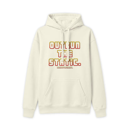 Outrun The Static Hoodie — Unisex Retro Vintage Racing Graphic Sweatshirt, Non-Stop