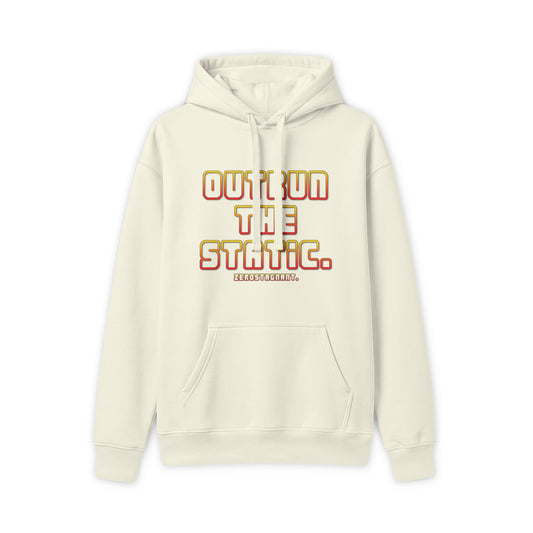 Outrun The Static Hoodie — Unisex Retro Vintage Racing Graphic Sweatshirt, Non-Stop