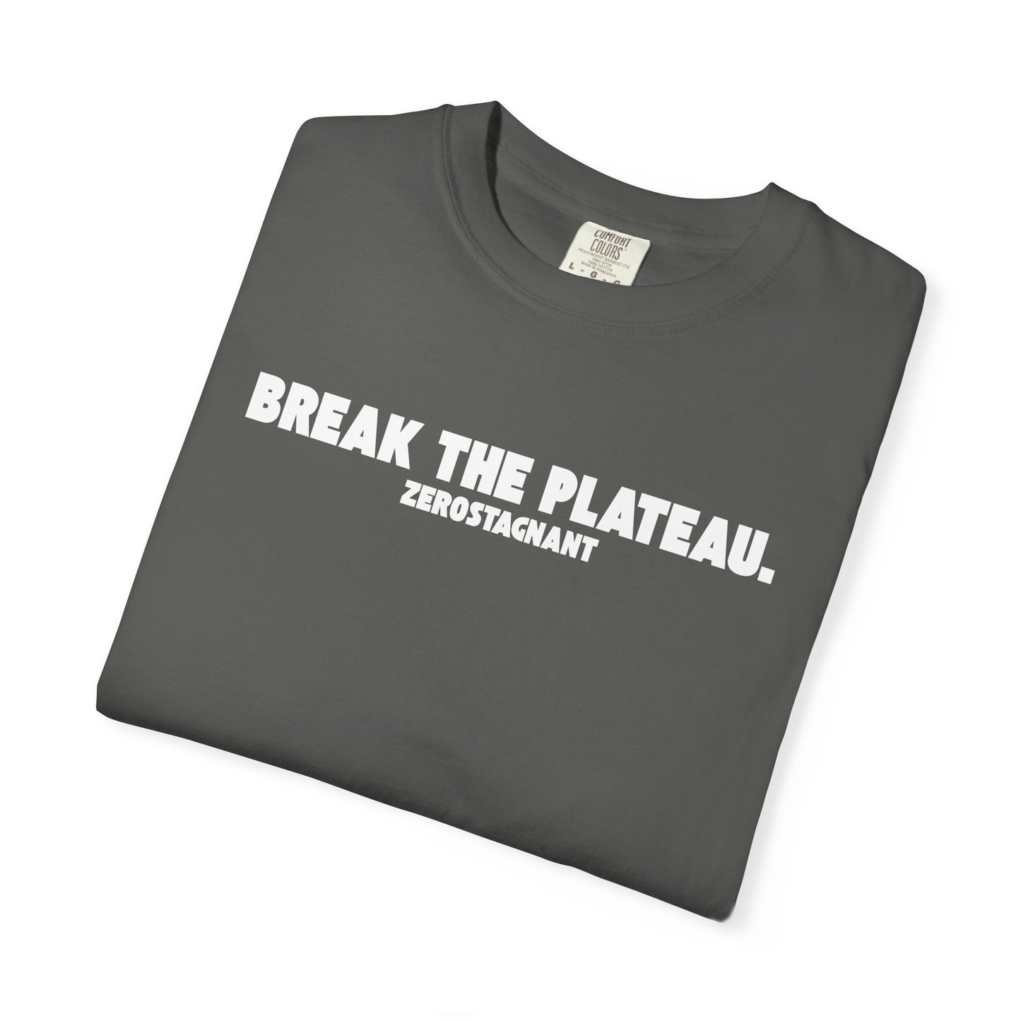 Break The Plateau. —Unisex Garment-Dyed T-shirt — Motivational Fitness Tee