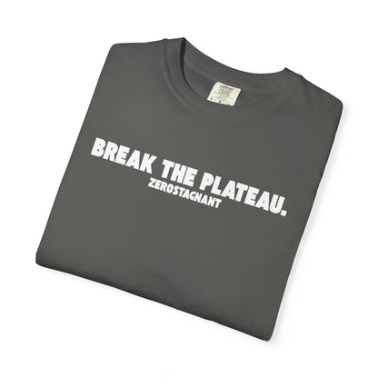 Break The Plateau. —Unisex Garment-Dyed T-shirt — Motivational Fitness Tee
