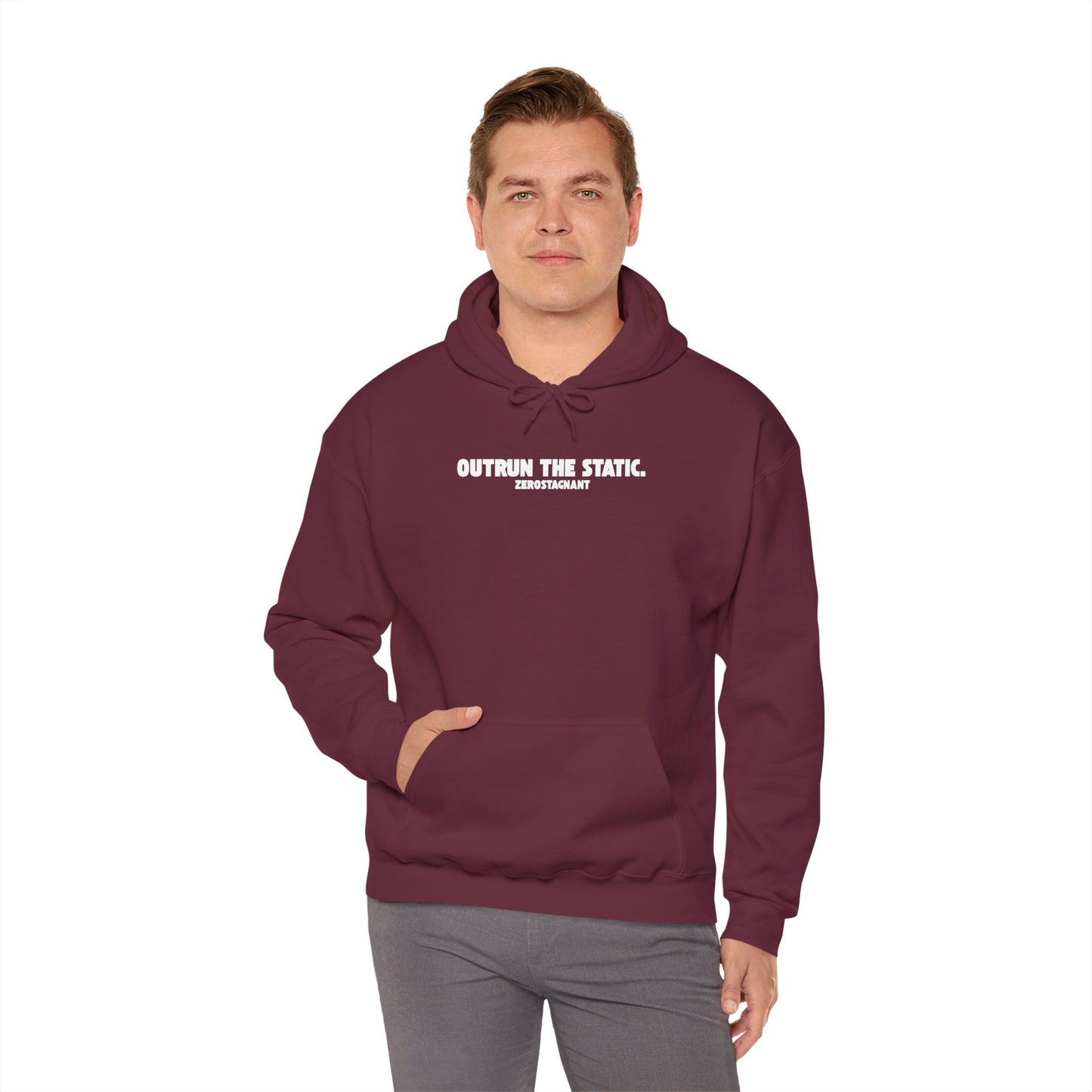 Outrun The Static, Hoodie — Unisex Heavy Blend™ Hooded Sweatshirt — Motivational Fitness Hoodie