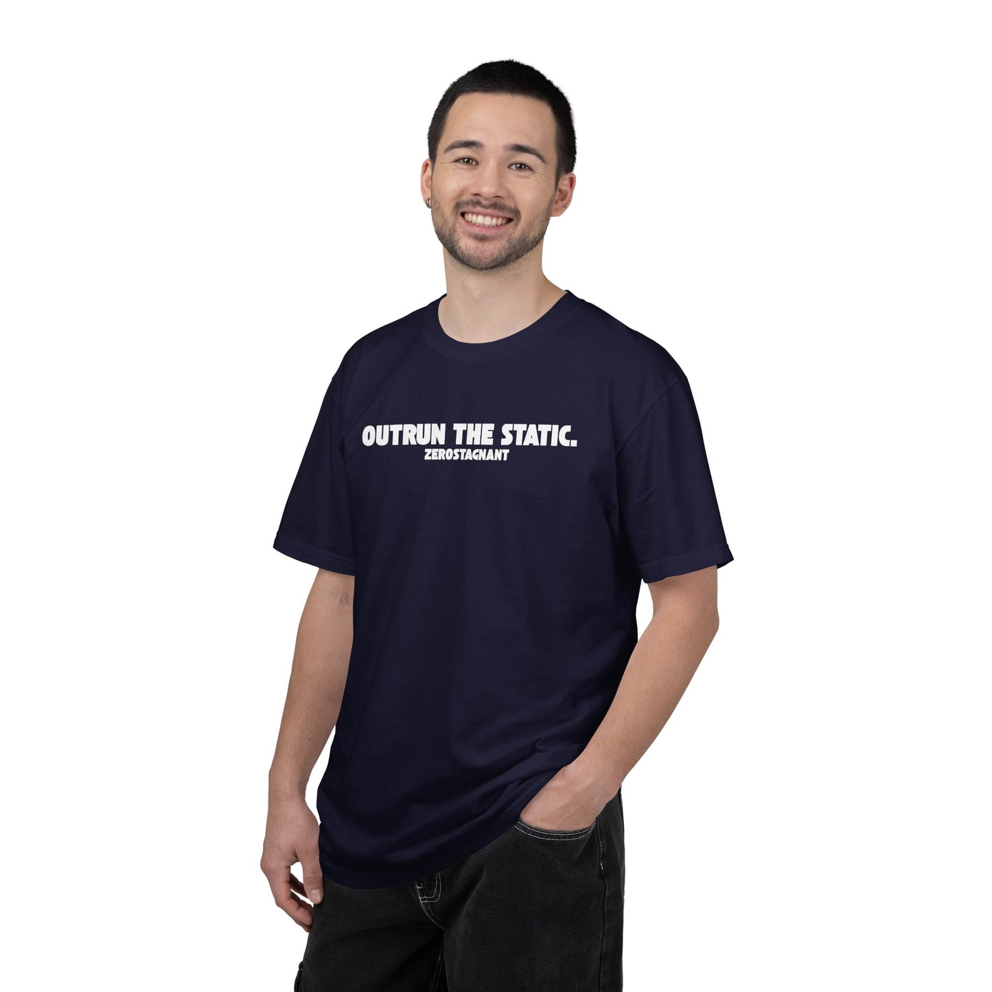 Outrun the Static T-Shirt — Unisex Garment-Dyed T-shirt—Motivational Fitness Tee