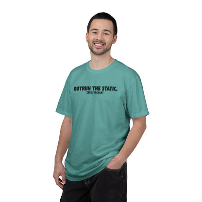 Outrun the Static — Unisex Garment-Dyed T-shirt—Motivational Fitness Tee