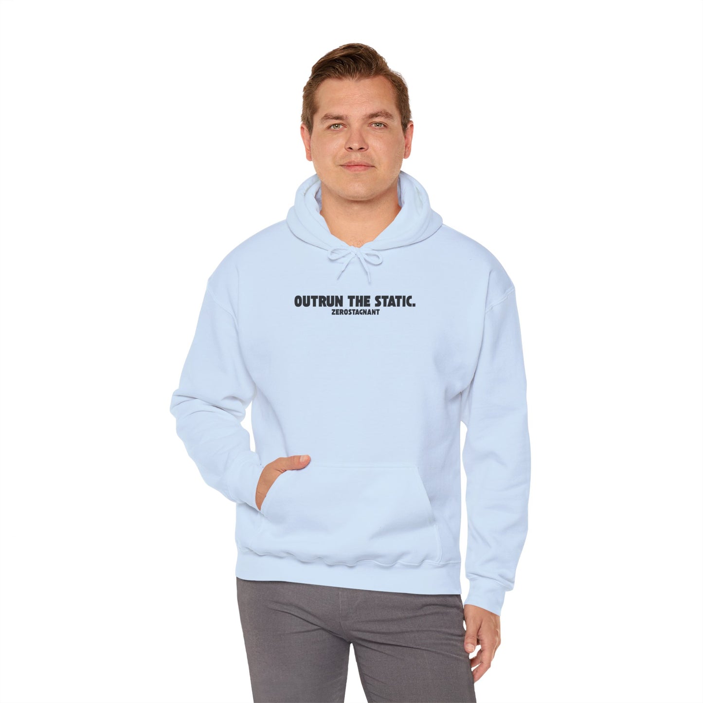 Outrun the Static., Hoodie — Unisex Garment-Dyed T-shirt — Motivational Fitness Hoodie