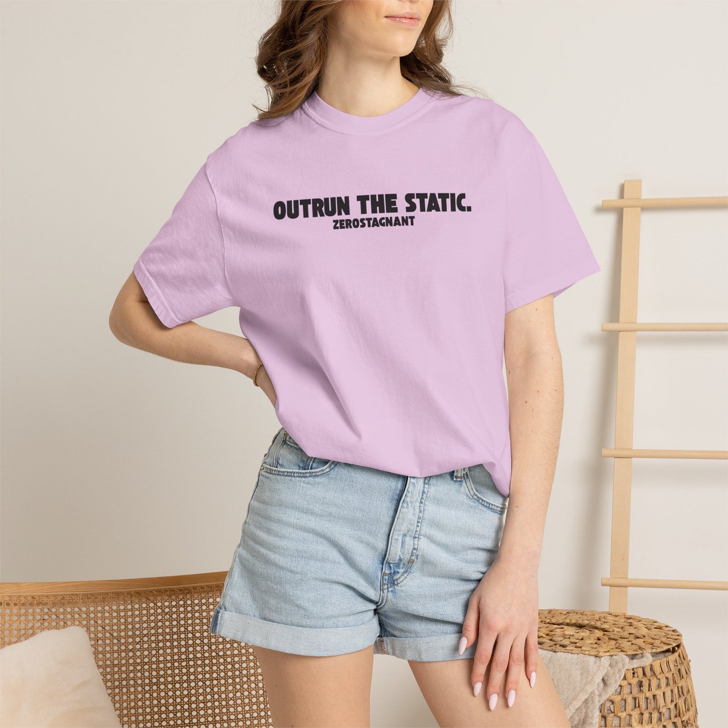 Outrun the Static — Unisex Garment-Dyed T-shirt—Motivational Fitness Tee