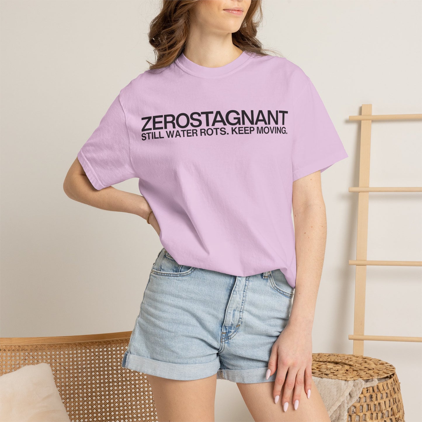 "Still Water Rots. Keep Moving."-Helvetica, Unisex Garment-Dyed T-shirt