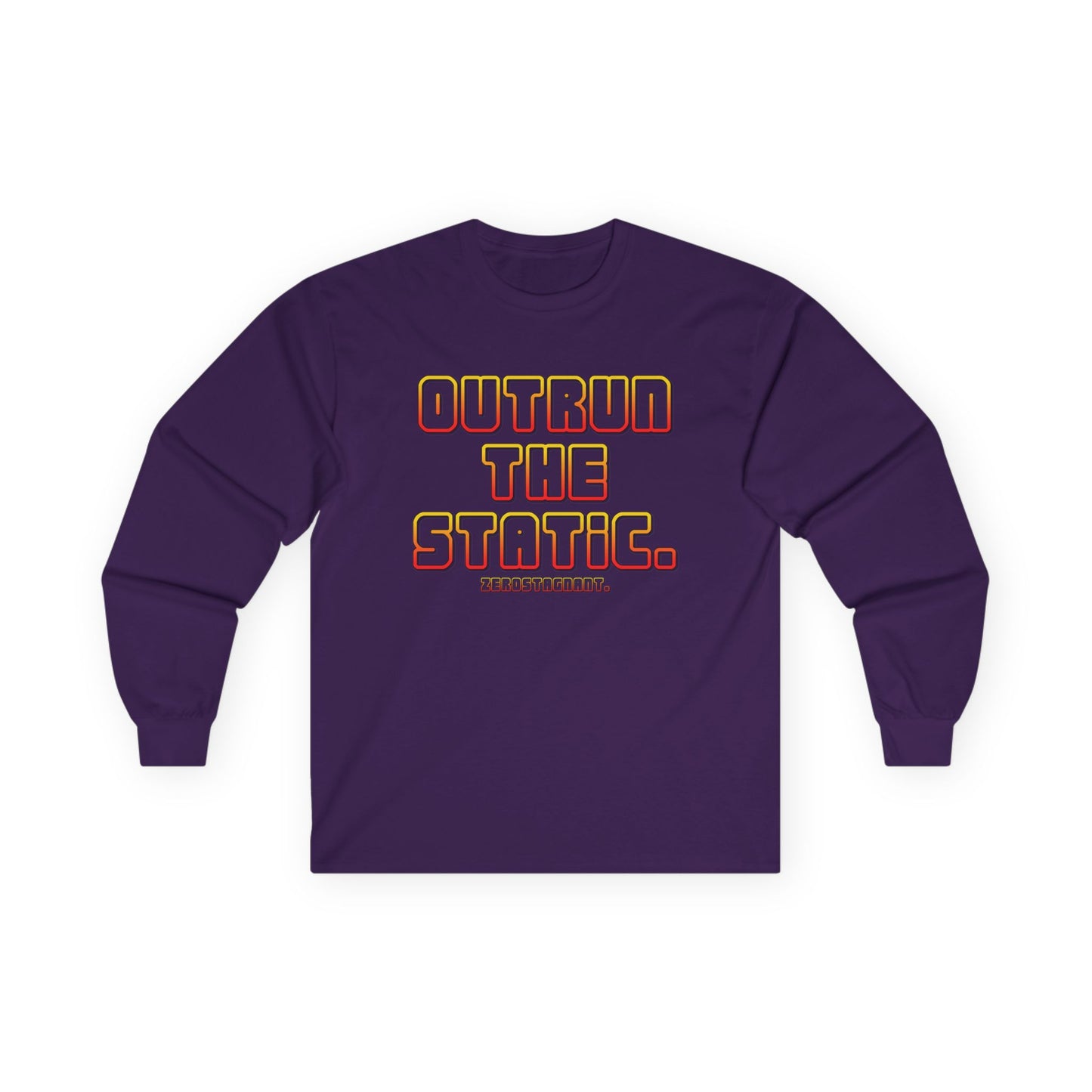 Outrun The Static Non-Stop  — Long Sleeve Retro Vaporwave Graphic Shirt