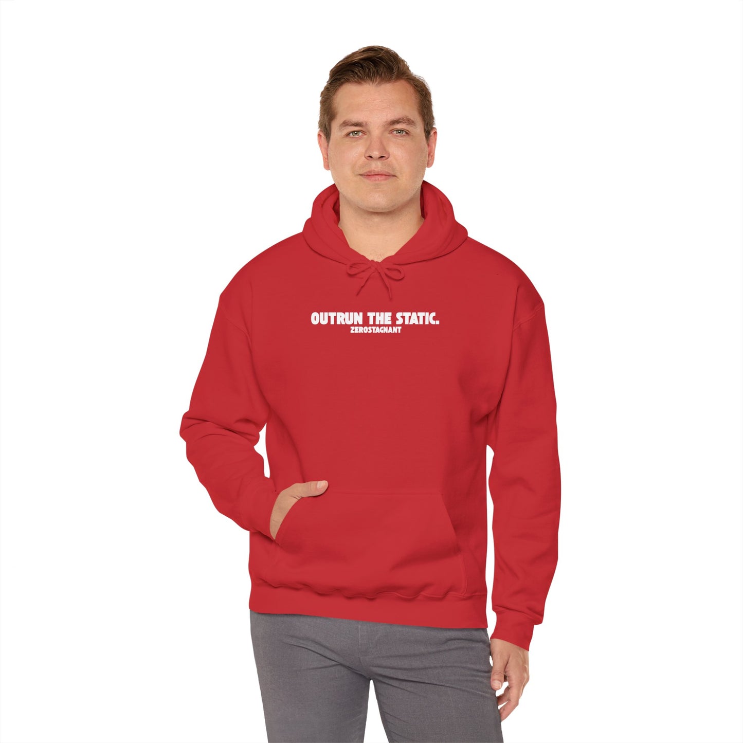 Outrun The Static, Hoodie — Unisex Heavy Blend™ Hooded Sweatshirt — Motivational Fitness Hoodie