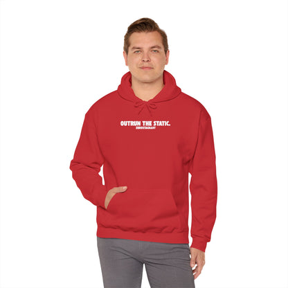 Outrun The Static, Hoodie — Unisex Heavy Blend™ Hooded Sweatshirt — Motivational Fitness Hoodie