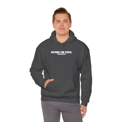 Outrun The Static, Hoodie — Unisex Heavy Blend™ Hooded Sweatshirt — Motivational Fitness Hoodie