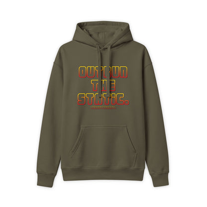 Outrun The Static Hoodie — Unisex Retro Vintage Racing Graphic Sweatshirt, Non-Stop
