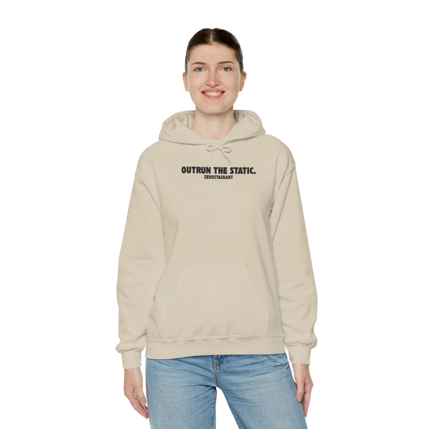 Outrun the Static., Hoodie — Unisex Garment-Dyed T-shirt — Motivational Fitness Hoodie