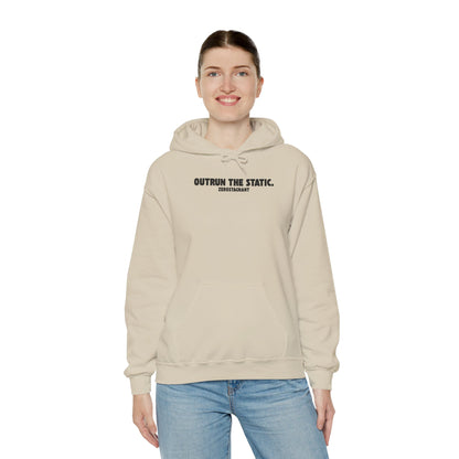 Outrun the Static., Hoodie — Unisex Garment-Dyed T-shirt — Motivational Fitness Hoodie