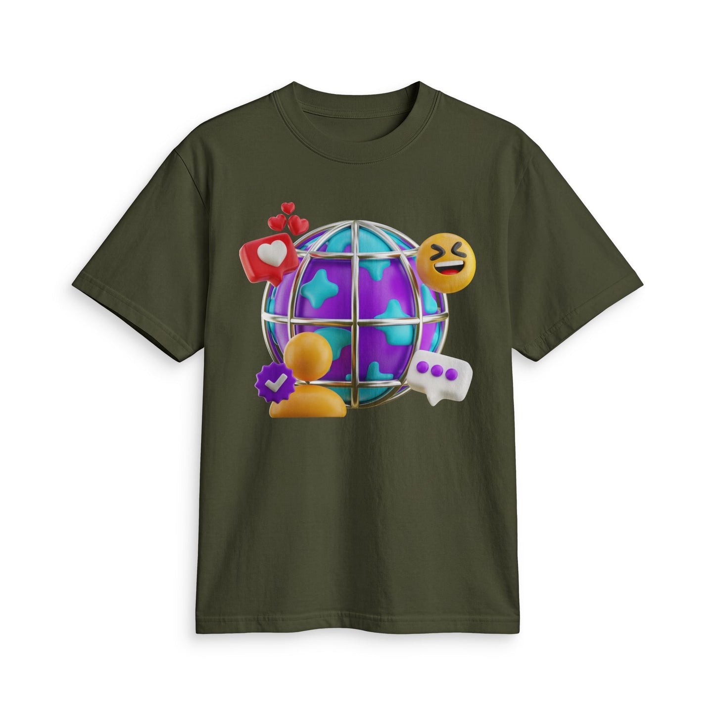 Fun Social Media 3D Globe T‑Shirt — Keep Moving.