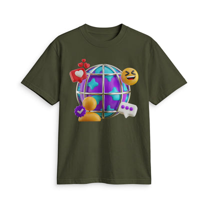 Fun Social Media 3D Globe T‑Shirt — Keep Moving.