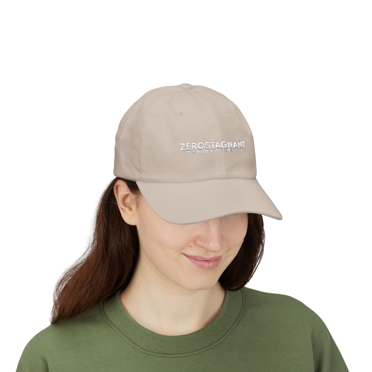 Dad Cap — Embroidered "Zerostagnant: Still Water Roots. Keep Moving."