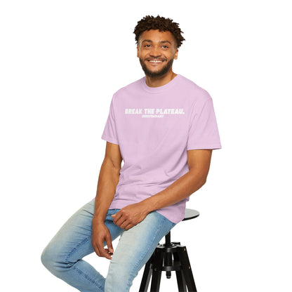 Break The Plateau. —Unisex Garment-Dyed T-shirt — Motivational Fitness Tee